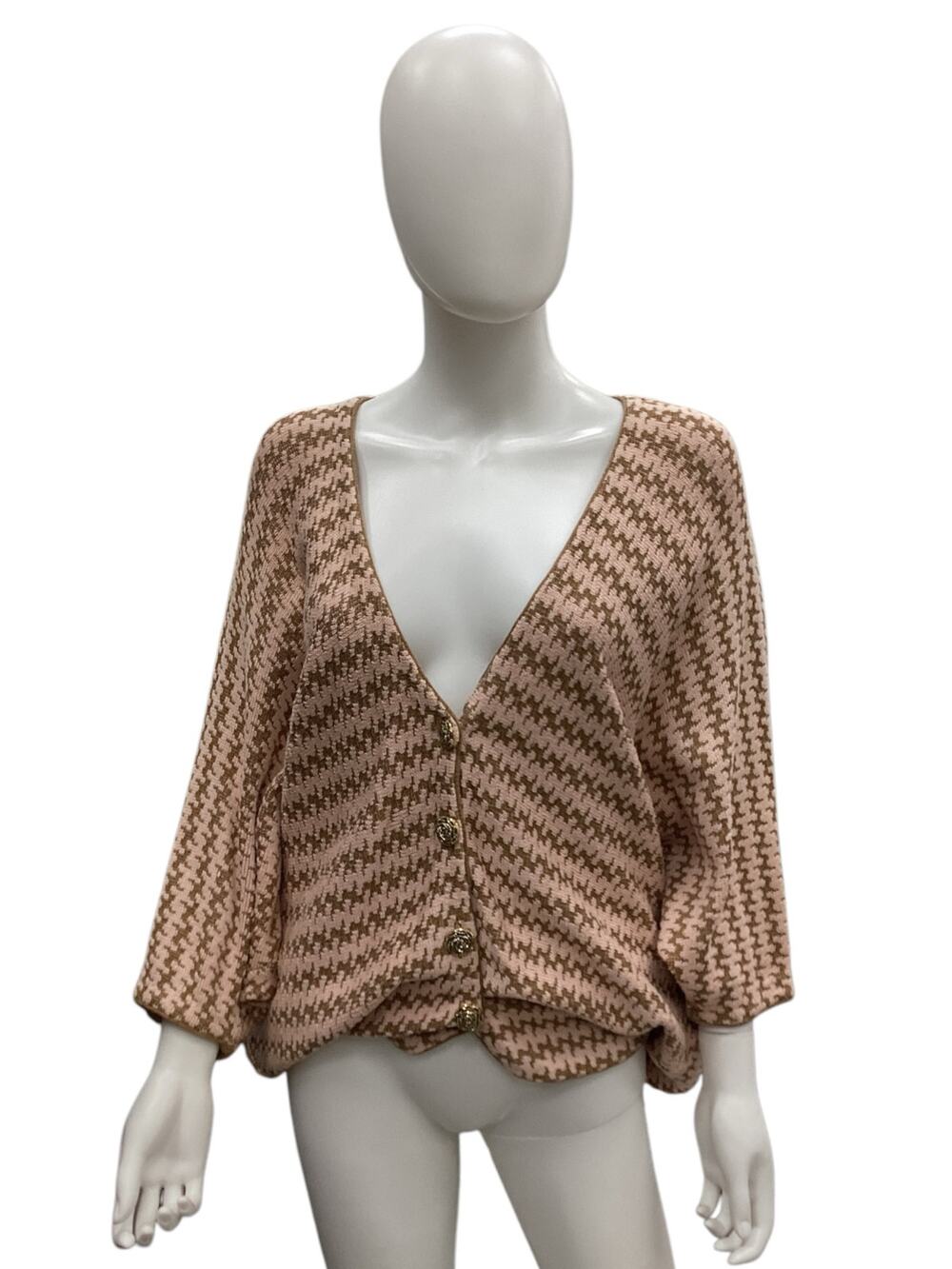 VTG Camille Cesari Women’s Sweater SZ M/L Cool Beaded Gold Buttons Short Sleeve